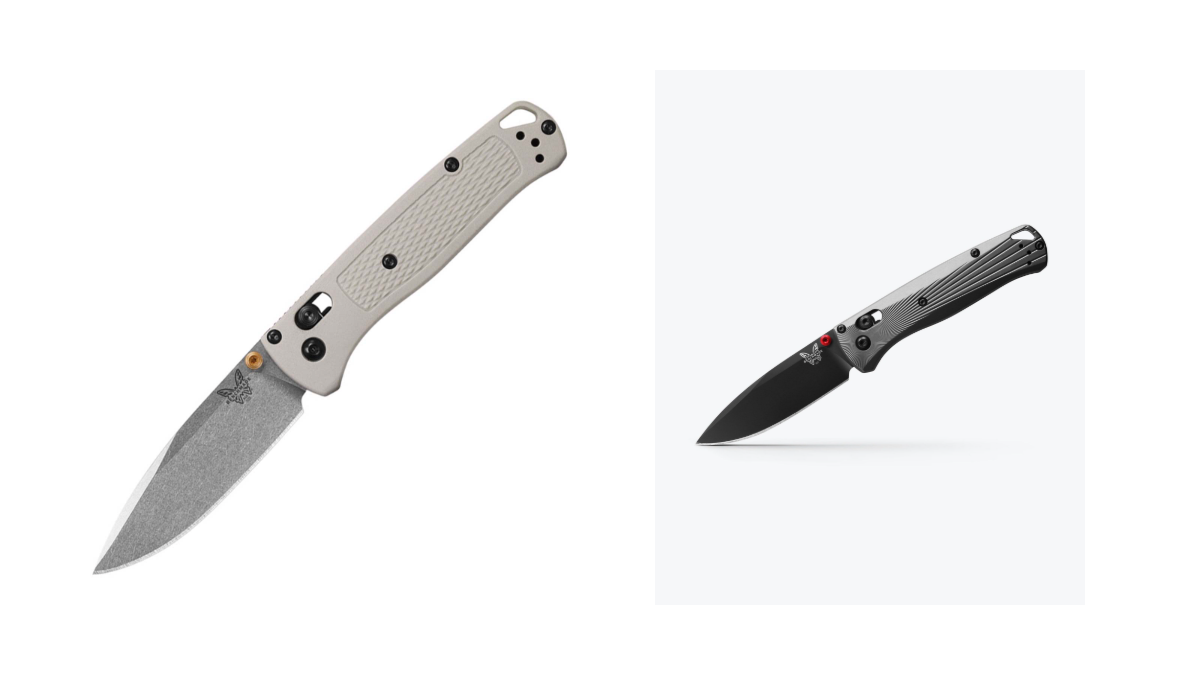 Benchmade 535-12 Bugout AXIS Lock Knife Tan Grivory (3.23" Stonewash) и Benchmade 535BK-4 Bugout AXIS Lock Knife Aircraft Aluminum (3.2" Black) — фото из каталога ToolEra