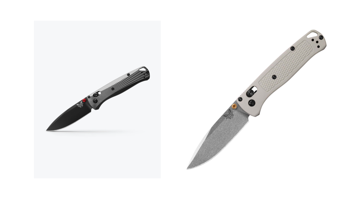 Benchmade 535BK-4 Bugout AXIS Lock Knife Aircraft Aluminum (3.2" Black) и Benchmade 535-12 Bugout AXIS Lock Knife Tan Grivory (3.23" Stonewash) — фото из каталога ToolEra